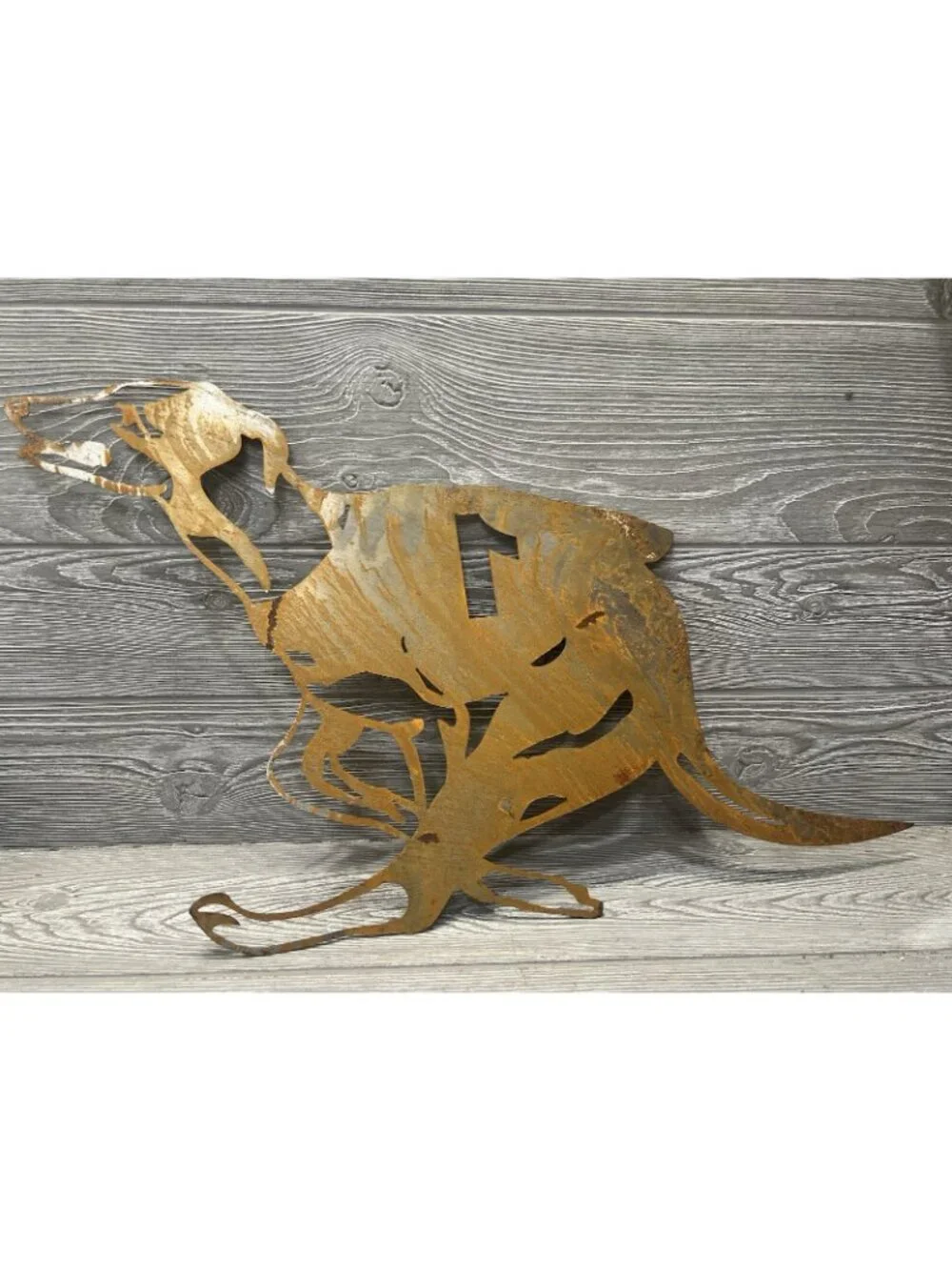 Large Rusty Metal Running Dog Cut Out Wall Art Rustic Decor 29” X 16”